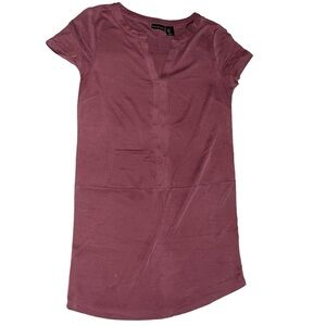 Tahari Berry Wine midi Shirt Dress Sz S